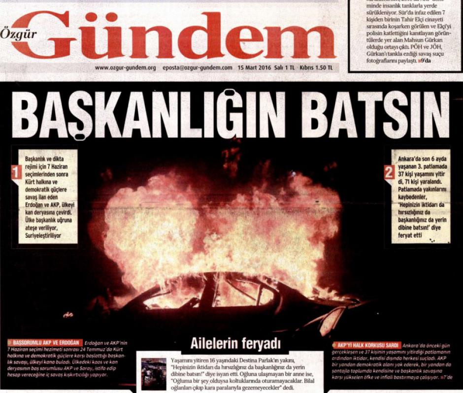 Interdiction du journal turc Özgür Gündem : 